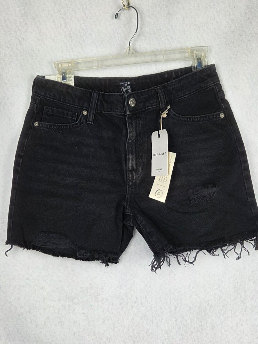 Kids Forever 21 Black Denim Boy Shorts NEW
